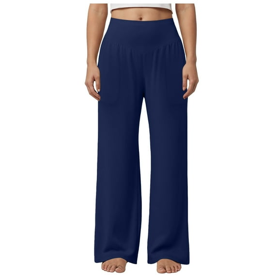 felwors Women's Casual Loose Wide Leg Cozy Pants Yoga Sweatpants Comfy High Waisted Sports Athletic Lounge Pants with Pockets Blue, XL