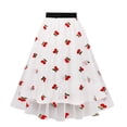 thumbnail image 1 of felwors Women's Cherry Embroidery Tulle Midi Skirt - High Waisted Flared A-Line Skirt for Party, Casual, Summer (White, L), 1 of 8