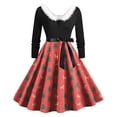 thumbnail image 1 of felwors Women's Christmas Reindeer & Coffee Print Swing Dress - Belted Waist Long Sleeve Holiday Dress Watermelon Red, XL, 1 of 6