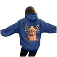 thumbnail image 1 of felwors Women's Christmas Reindeer Graphic Hoodie - Festive Casual Pullover with Kangaroo Pocket Blue, XXXL, 1 of 8