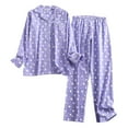 thumbnail image 1 of felwors Women's Cotton Flannel Pajama Set Cute Printed Long Sleeve Button Down Shirt Sleepwear Cute Pj Set PP2, L, 1 of 3