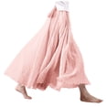 thumbnail image 1 of felwors Women's Cotton Linen Maxi Skirt - Flowy Boho Long Skirt with Ruffled Hem for Casual, Beach, Summer (Pink, L), 1 of 5