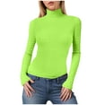 thumbnail image 1 of felwors Women's Cream Textured Long Sleeve Turtleneck Top - Fitted Casual Basic Shirt for Daily & Office Wear Light Green, M, 1 of 6