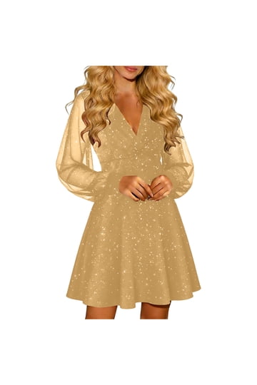 gold dress pick up Two Piece Gold Prom Dress V-neck Satin Beading Evening Dress PSK158 US6 / Gold main image 1