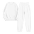 thumbnail image 1 of felwors Women's Crew Neck Sweatshirt and Jogger Pants 2-Piece Tracksuit Set for Casual & Active Wear White, L, 1 of 5
