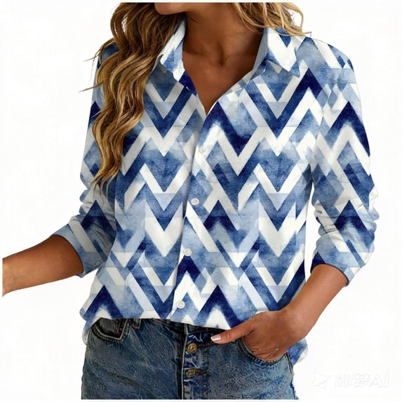 felwors Women's Dressy Casual Blouses Business Work Tops 3/4 Sleeve V Neck Pleated Shirts 2026 Spring Summer Outfits (Blue, S)