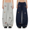 thumbnail image 1 of felwors Women's Embroidered Baggy Sweatpants with Dog Print Oversized Lounge Pants for Casual Wear, Streetwear Everyday Comfort（Navy， M）, 1 of 8