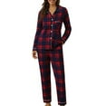 thumbnail image 1 of felwors Women's Flannel Plaid Pajamas Long Sleeve Button Down Pj Set Red, L, 1 of 8