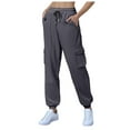 thumbnail image 1 of felwors Women's Fleece Cargo Sweatpants Y2k Comfy Casual Baggy Sweat Pants Warm High Waist Workout Jogger Pants with Pockets Dark Gray, XL, 1 of 8