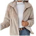 thumbnail image 1 of felwors Women's Full Zip Fleece Jacket Winter Casual Long Sleeve Lapel Collar Oversized Sherpa Coat Fall Outerwear Beige, XL, 1 of 6