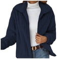 thumbnail image 1 of felwors Women's Full Zip Fleece Jacket Winter Casual Long Sleeve Lapel Collar Oversized Sherpa Coat Fall Outerwear Blue, S, 1 of 6