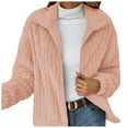 thumbnail image 1 of felwors Women's Full Zip Fleece Jacket Winter Casual Long Sleeve Lapel Collar Oversized Sherpa Coat Fall Outerwear Red, L, 1 of 6