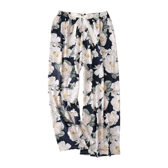 felwors Women's Gaucho Pants Floral Casual Beach Flowy Palazzo Wide Leg Capris Lounge Pajama Bottoms Beige, One Size