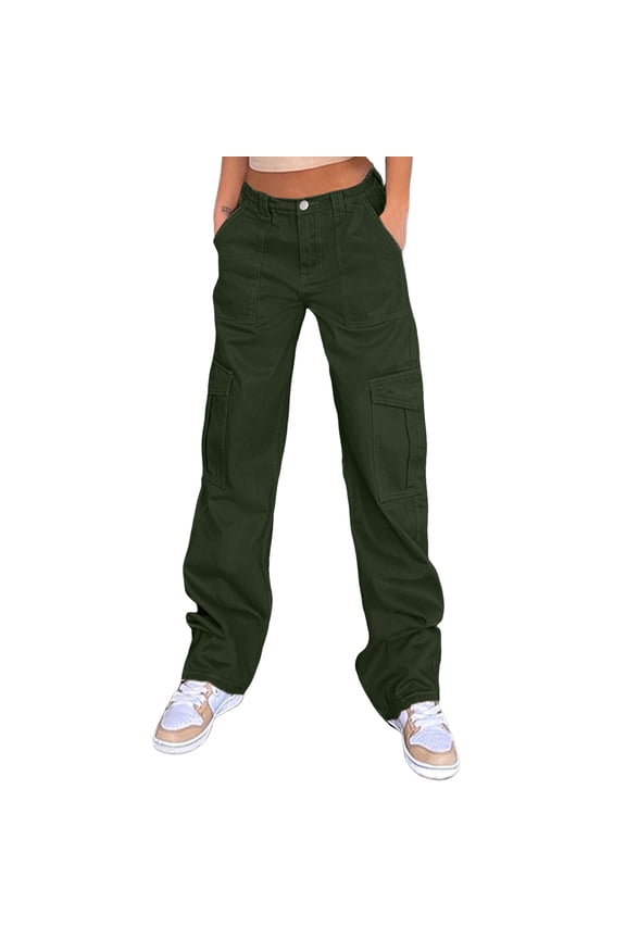 Women's High-Waisted Cargo Pants with Multiple Pockets Wide Leg Utility Trousers for Casual Wear and Streetwear Style（AG， XL）