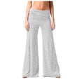 thumbnail image 1 of felwors Women's High Waisted Fold Over Flowy Wide Leg Pants | Casual Lounge Yoga Palazzo Pants for Beach & Vacation (Light Gray, L), 1 of 8