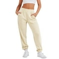 thumbnail image 1 of felwors Women's High Waisted Ultra Soft Modal Joggers Running Sweatpants Casual Lounge Pants with Pockets Beige, XL, 1 of 6