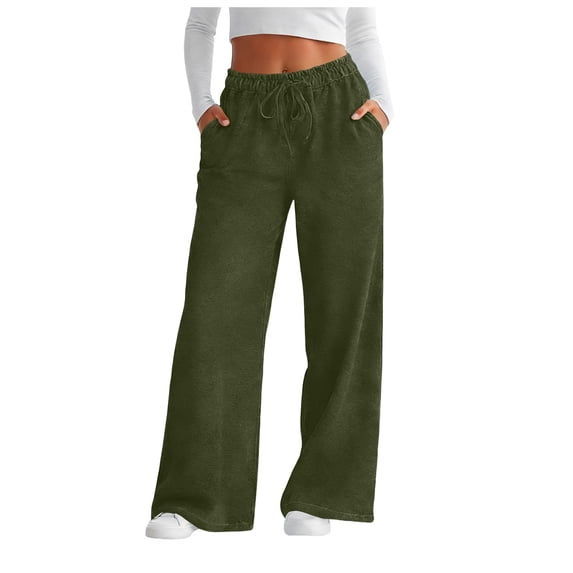 felwors Women's High Waisted Wide Leg Jeans Elastic Waist Drawstring Pull On Denim-Like Pants with Pockets Stretchy Casual Trousers (AG, S)