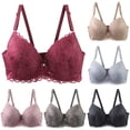 thumbnail image 1 of felwors Women's Lace Bras Push Up Solid Color Soft Everyday Padding Classic Underwire Lift Up Bra(Grey, XL), 1 of 4