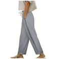 thumbnail image 1 of felwors Women's Linen Capri Pants with Drawstring Petite Summer Beachwear Lightweight Elastic Waist Pants (Dark Gray, L), 1 of 8