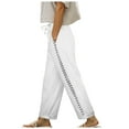 thumbnail image 1 of felwors Women's Linen Capri Pants with Drawstring Petite Summer Beachwear Lightweight Elastic Waist Pants White, XL, 1 of 8