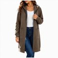 thumbnail image 1 of felwors Women's Long Sleeve Longline Zip-Up French Terry Hoodie Oversized Tunic Sweatshirt for Fall Casual Brown for Size XXXXXL, 1 of 5