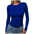 thumbnail image 1 of felwors Women's Long Sleeve Shirts，2025 Casual Basic Going Out Crop Tops Slim Fit Tight Y2K Clothes Dark Blue, XL, 1 of 4