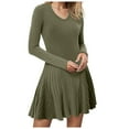 thumbnail image 1 of felwors Women's Long Sleeve Sweater Maxi Dresses V Neck Casual Fall A-Line Church Fall Long Dresses AG, M, 1 of 9
