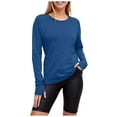 thumbnail image 1 of felwors Women's Long Sleeves Workout T Shirt Breathable Sports Running Yoga Tops Thumb Holes Blue, L, 1 of 7