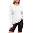 thumbnail image 1 of felwors Women's Long Sleeves Workout T Shirt Breathable Sports Running Yoga Tops Thumb Holes White, S, 1 of 7