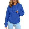 thumbnail image 1 of felwors Women's Oversized Pullover Pet Carrier Hoodie Cotton Blend Fleece Sweatshirt with Kangaroo Pocket Casual Blue for Size XXXL, 1 of 8