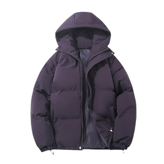 felwors Women's Oversized Quilted Lightweight Baggy Zip Up Puffer Jacket Long Sleeve Casual Warm Padded Coat Purple, XL