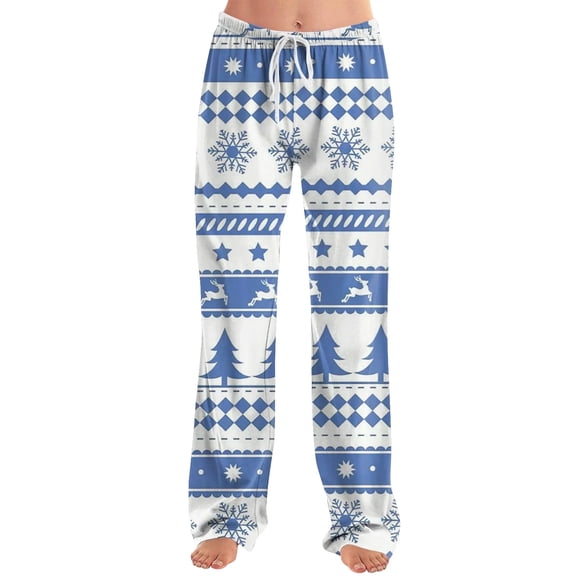 felwors Women's Pajamas Pants Plaid Stretch Casual Loose Comfy Pants Sleep Bottom Lounge Cute Pajama Sleepwear Blue, S