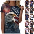thumbnail image 1 of felwors Women's Patriotic USA Flag & Bald Eagle Fireworks T-Shirt – Short Sleeve Crew Neck Casual 4th of July Tee for Outdoor Gatherings (Sky Blue, XXL), 1 of 8