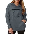 thumbnail image 1 of felwors Women's Pet Carrier Pouch Zip Up Oversized Hoodie Kangaroo Pocket Fleece Sweatshirt Dark Gray for Size XXXL, 1 of 9