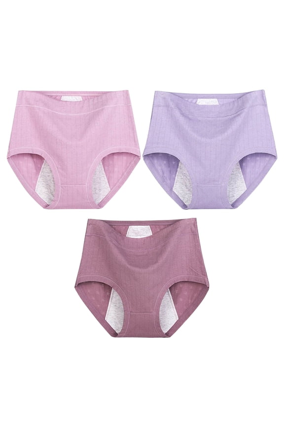 Women's Plus Size 3-Pack Leakproof Panties - Cotton Tummy Control Solid Soft Briefs(Khaki, XXXL)