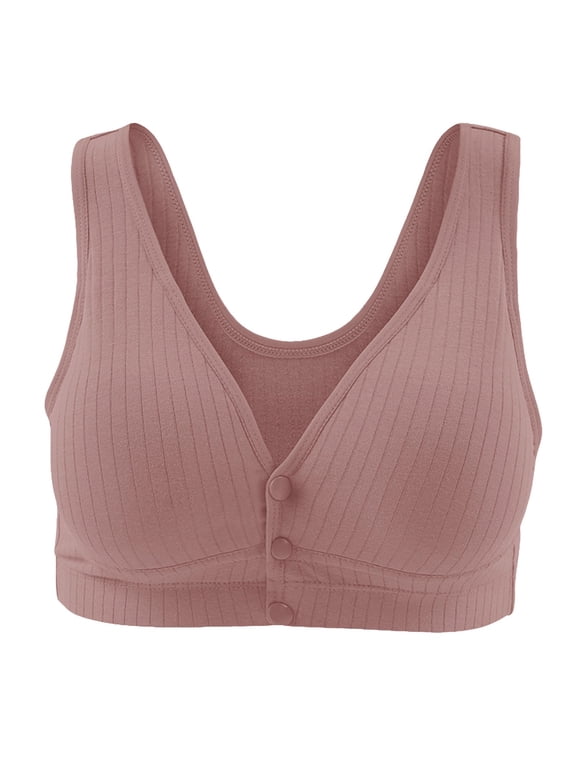 Women's Pure Cotton Spandex Seamless Sleep Lounge Bra for Nursing and Maternity with Front Snap Closure (Brick Red, XXL)