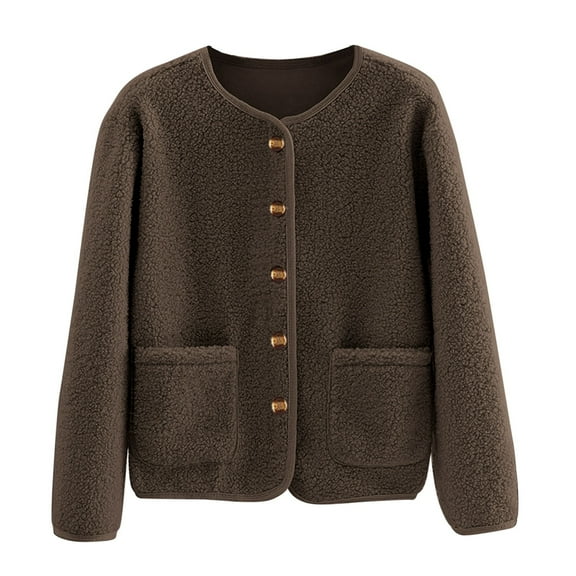 felwors Women's Quarter Zip Sherpa Fleece Pullover Lightweight Long Sleeve Warm Winter Sweater Jackets with Pocket Brown, 2XL