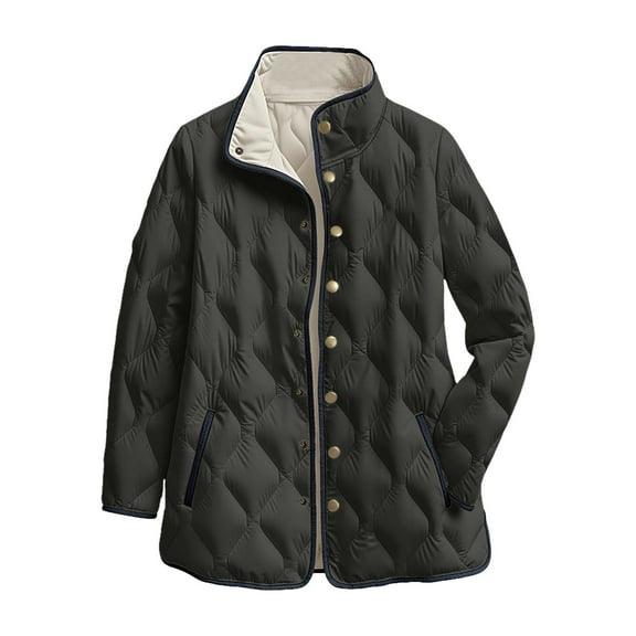 felwors Women's Quilted Barn Jackets Trendy Puffer Coats Quilted Bomber Jacket Lightweight Warm Winter Outerwear with Pockets Black, XXXXL