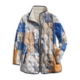 thumbnail image 1 of felwors Women's Quilted Coat with Geometric Square Print, Stand Collar Lightweight Outerwear for Fall Winter White, M, 1 of 8