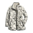 thumbnail image 1 of felwors Women's Reversible Quilted Coat with Vintage Rug Print, Stand Collar Lightweight Outerwear for Fall Winter White, XS, 1 of 8