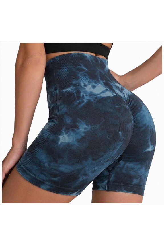 Women's Seamless Workout Shorts Yoga High Waist Smile Contour Cycling Shorts (Black, XL)