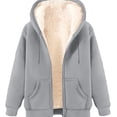 thumbnail image 1 of felwors Women's Sherpa Lined Fleece Jacket - Full Zip Up Hoodie, Warm Fall & Winter Casual Coat with Pockets Light Gray, XL, 1 of 4