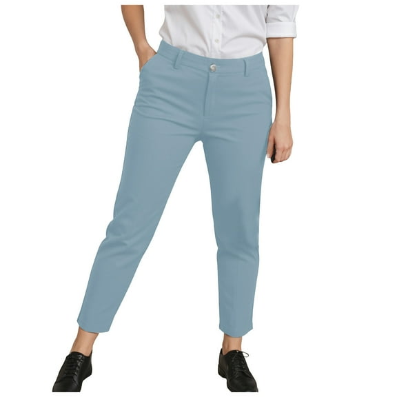 felwors Women's Slim Fit, Straight Leg Stretch Twill Chino Pant Light Blue, XXL