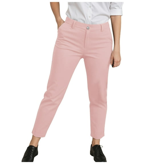 felwors Women's Slim Fit, Straight Leg Stretch Twill Chino Pant Pink, M