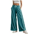 thumbnail image 1 of felwors Women's Split Snap Button Sweatpants High Elastic Waist Straight Leg Loose Pants Joggers Athletic Trousers Green, L, 1 of 7