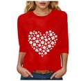 thumbnail image 1 of felwors Women's St Patricks Day Shirts Lucky Shamrock Clover Irish Tee Shirt Crewneck 3/4 Sleeve Holiday St Pattys Tops (Red, XL), 1 of 8