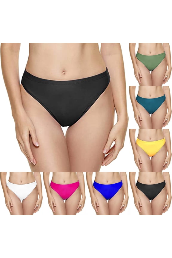 Women's Stretch Low-Rise Bikini Lined Full Coverage Classic Scoop Swimsuit Bottom (Black, M)