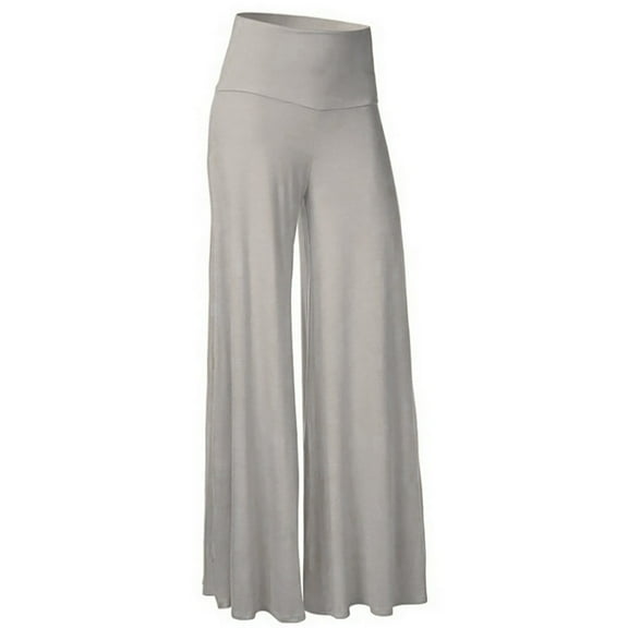 felwors Women's Stretchy Wide Leg Palazzo Lounge Pants Casual Comfy High Waist Palazzo Pants Grey, M