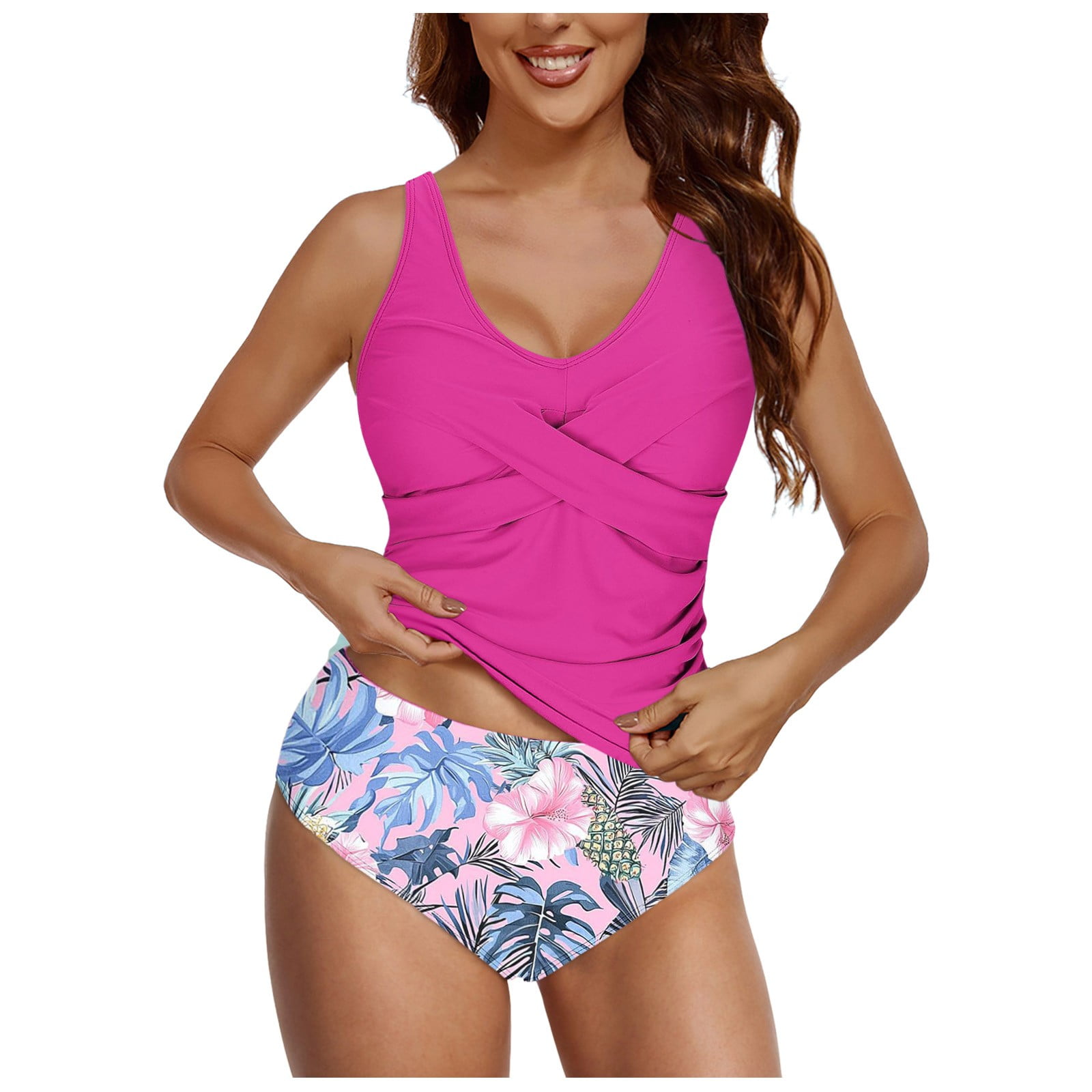 AI'MAGE Women's Tankini Swimsuits Two Piece With Tummy Control & High Waisted Bottom