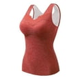 thumbnail image 1 of felwors Women's Thermal Tank Top with Built-in Bra - Lace V-Neck Fleece Lined Slim Fit Base Layer Vest Red, XL, 1 of 4